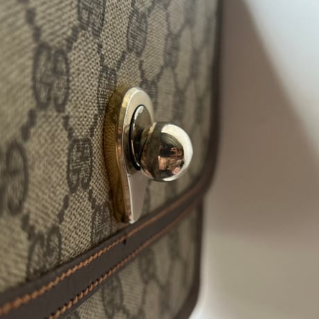 GUCCI グッチ  オールドグッチ 70s80sヴィンテージ GGプラス(GGスプリーム) PVC/ピッグスキン レザーショルダー バッグ 美品
