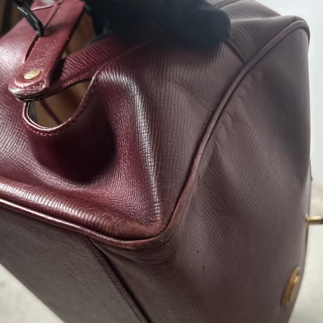 BALLY オールドバリー 80s-90s Vintage イタリア製 型押しレザー 口枠ハンドバッグ ボルドー Gold金具 ミニドクターバッグ イタリア製 made in italy
