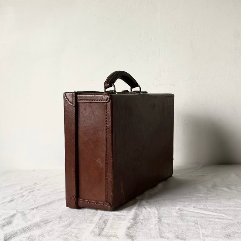 40s-60s ヴィンテージ レザー ミニトランク ブラウン/真鍮金具 本革