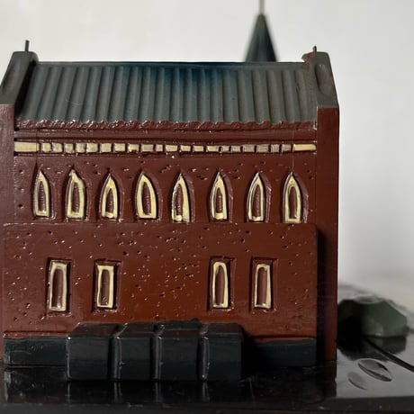 1967年製 慶應義塾大学 卒業記念品  旧図書館 モチーフ 木彫り オルゴール付 引き出し タバコケース 三田キャンパス ヴィンテージ模型 美品