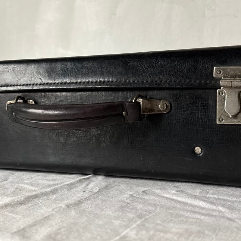 60s-70s ヴィンテージ レザー トランクケース ブラック/シルバー金具