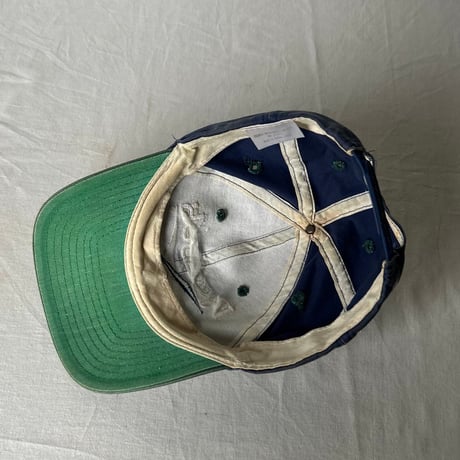 90s Vintage Reebok 2-Tone Vector Logo Cap ヴィンテージ リーボック ベクターロゴ バイカラー キャップ ブルー(薄ナス紺)×グリーン フェード used
