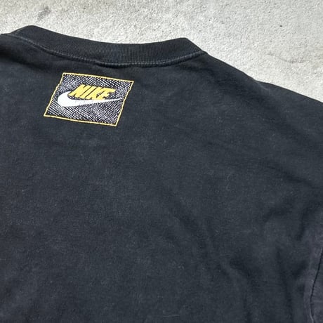 90s NIKE ナイキ ビッグスウッシュ ヴィンテージTシャツ ロンT ブラック 両面プリント size S  白タグ 長袖 Tシャツ  黒  used  made in USA