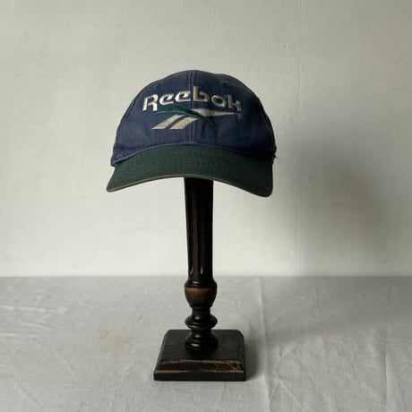 90s Vintage Reebok 2-Tone Vector Logo Cap ヴィンテージ リーボック ベクターロゴ バイカラー キャップ ブルー(薄ナス紺)×グリーン フェード used