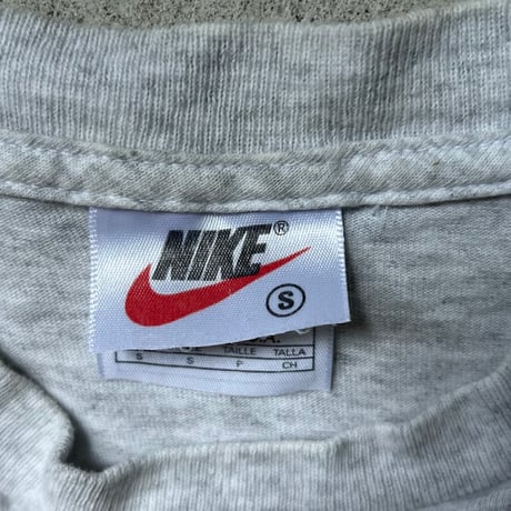 90s NIKE ナイキ ビッグスウッシュ プリント ヴィンテージTシャツ size S  霜降りグレー 白タグ used  made in USA