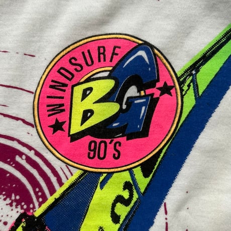 90's Vintage BEACH GOERS (ビーチゴアーズ) ウインドサーフィン グラフィック Tシャツ size L   白T ヴィンテージ Tシャツ used