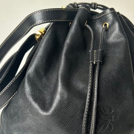 LOEWE ロエベ    オールドロエベ 80sヴィンテージ アナグラム レザー 巾着型 2WAYショルダーバッグ made in spain 美品