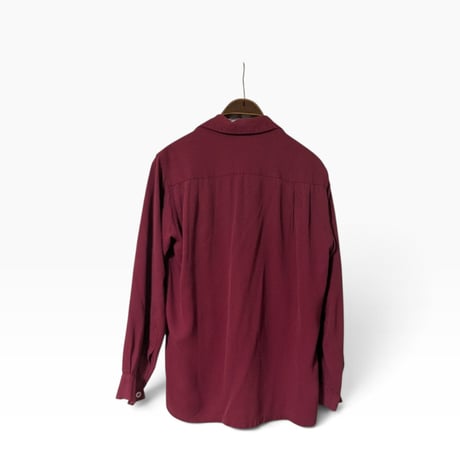 1950s–60s Vintage Burgundy Open Collar Shirt / ヴィンテージ 開襟シャツ