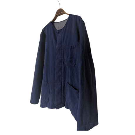 Vintage No Collar Blue Work 3 Pocket Jacket