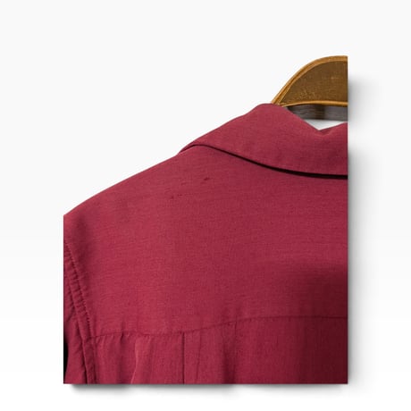 1950s–60s Vintage Burgundy Open Collar Shirt / ヴィンテージ 開襟シャツ