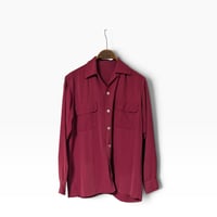 1950s–60s Vintage Burgundy Open Collar Shirt / ヴィンテージ 開襟シャツ