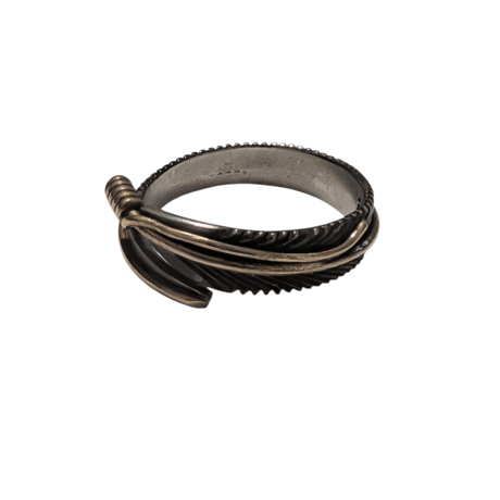 Navajo Tee Mace (Tanya Mace) Sterling Silver × 12K GF Feather Ring
