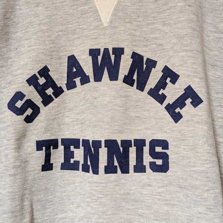 1950s–60s RUSSELL “SHAWNEE TENNIS” Two-Tone Sweatshirt / USA製 前V ラバープリント ヴィンテージスウェット