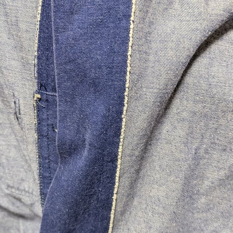 Vintage No Collar Blue Work 3 Pocket Jacket