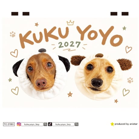 【予約販売】 KUKU&YOYO ミニチュアダックス 犬 2027年 卓上 カレンダー TC27282