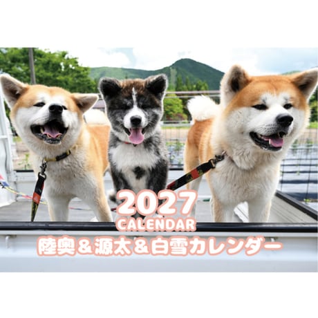 【予約販売】 秋田犬の陸奥 2027年 壁掛け カレンダー KK27089