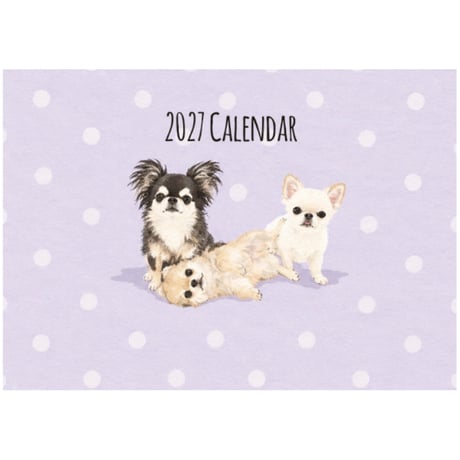 【予約販売】 うに&えび&とろ チワワ 犬 2027年 壁掛け カレンダー KK27203