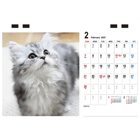 【予約販売】 ぽてこゆこめ。猫 2027年 卓上 カレンダー TC27285