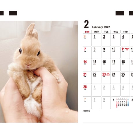 【予約販売】 Tuna うさぎ 2027年 卓上 カレンダー TC27175