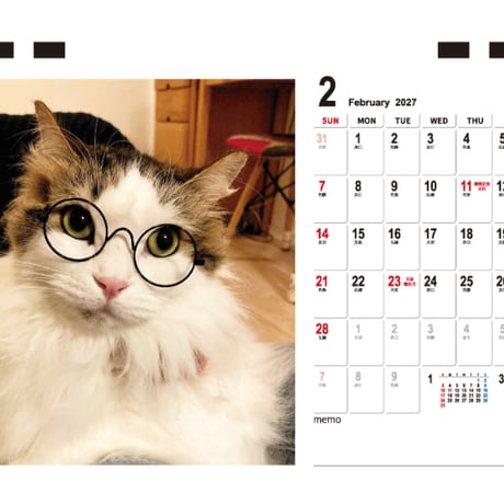 【予約販売】 猫ヌコチャンネル 2027年 卓上 カレンダー TC27170