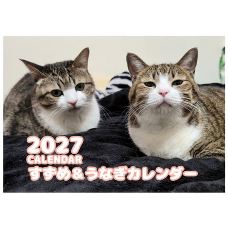 【予約販売】 すずめ＆うなぎ 猫 2027年 壁掛け カレンダー KK27154