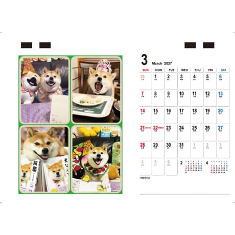 【予約販売】 柴犬ハナ 2027年 卓上 カレンダー TC27238