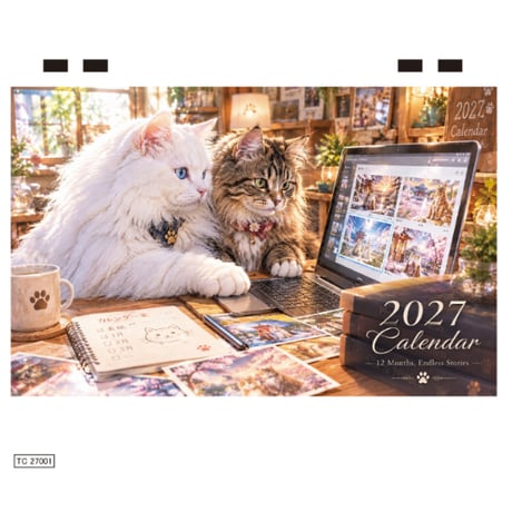 【予約販売】 あつまれちいかまの森 猫 2027年 卓上半面 カレンダー TC27309