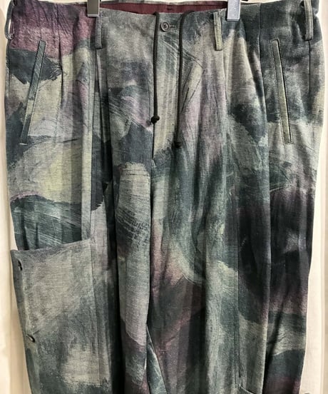 2021SS yohji yamamoto pour homme 脇釦絵プリントパンツ（HD-P21-007）