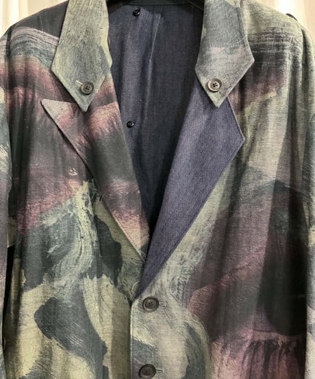 2021SS yohji yamamoto pour homme 釦あき絵プリントジャケット（HD-J14-814）