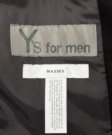 Y's for men yohji yamamoto X MASSES ベルベットジャケット（ML-J92-043）