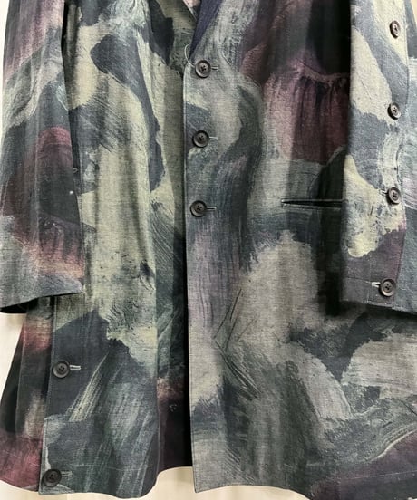 2021SS yohji yamamoto pour homme 釦あき絵プリントジャケット（HD-J14-814）