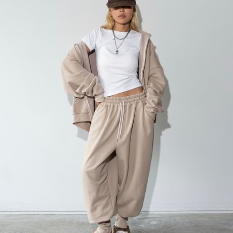 1003 Strap Hem Relax Jogger Pants/3カラー