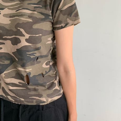0836 damage camouflage tee/2カラー