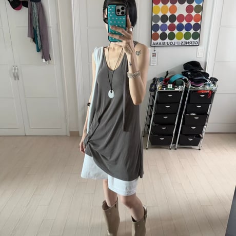 0906 【数量限定】❤eee❤strap design long tank/2カラー