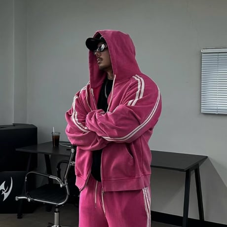 1078 Side 3-Line pigment Zip Hoodie Setup/4カラー
