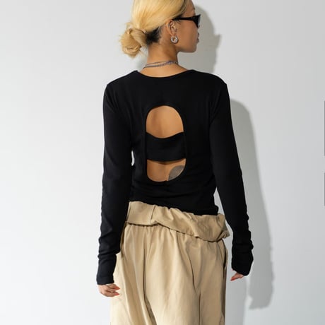 1044 Back Open Long Sleeve Tee/4カラー
