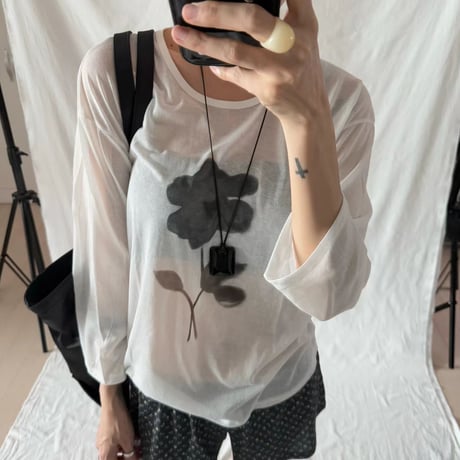 0909 ❤eee❤シアー flower long sleeve/3カラー