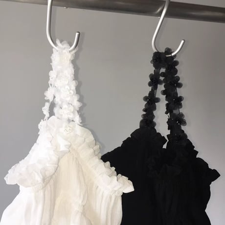 0923 flower strap chiffon camisole/2カラー