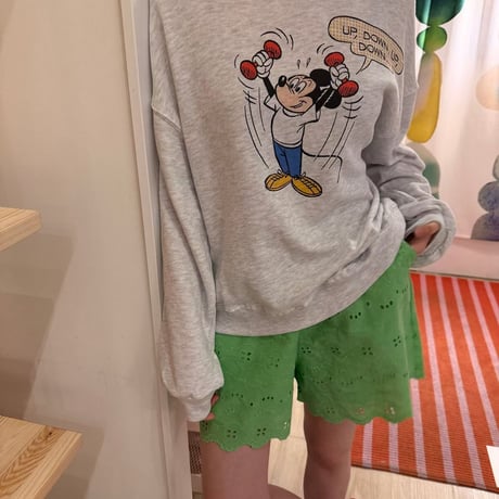 0963 ビンテージ風mickey light sweat/2カラー