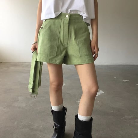 0922 Strap soft denim Shorts pants/3カラー