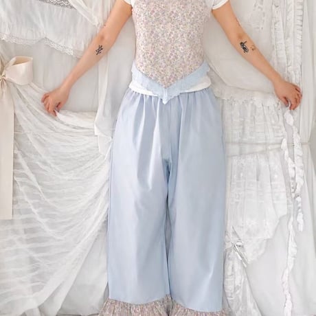 【数量限定】Flower frill crop pants/2カラー
