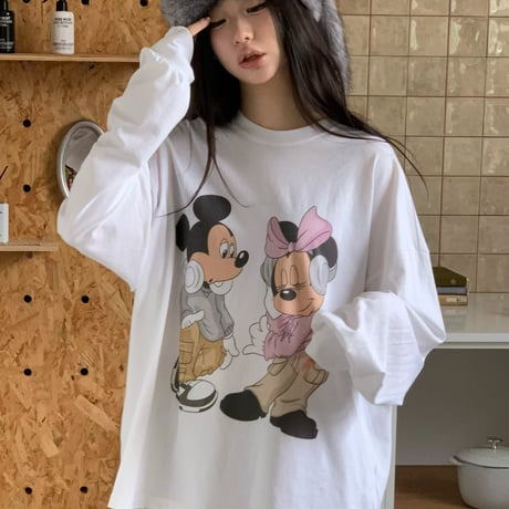 1036 Mickey & Minnie Long Sleeve Tee/2カラー