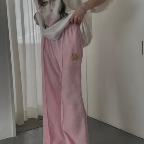 【数量限定】0951 Pastel strip wide pants/2カラー