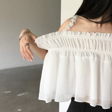 0923 flower strap chiffon camisole/2カラー