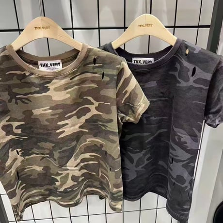 0836 damage camouflage tee/2カラー