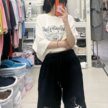 0925 damage half pants/3カラー