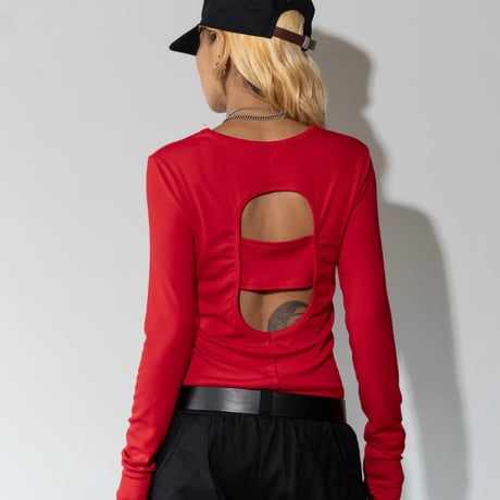 1044 Back Open Long Sleeve Tee/4カラー