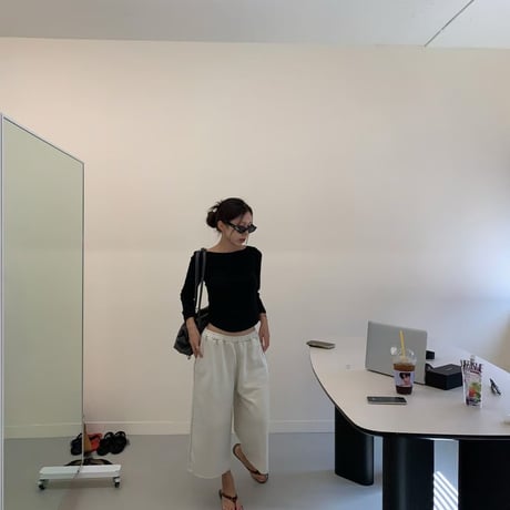 0966 Boat Neck Slim Long Tee/3カラー