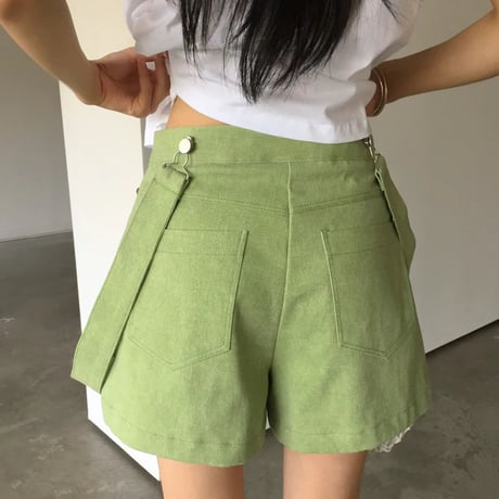 0922 Strap soft denim Shorts pants/3カラー