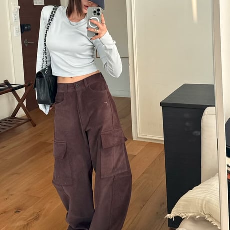 1090 Wide Corduroy Cargo Pants/3カラー